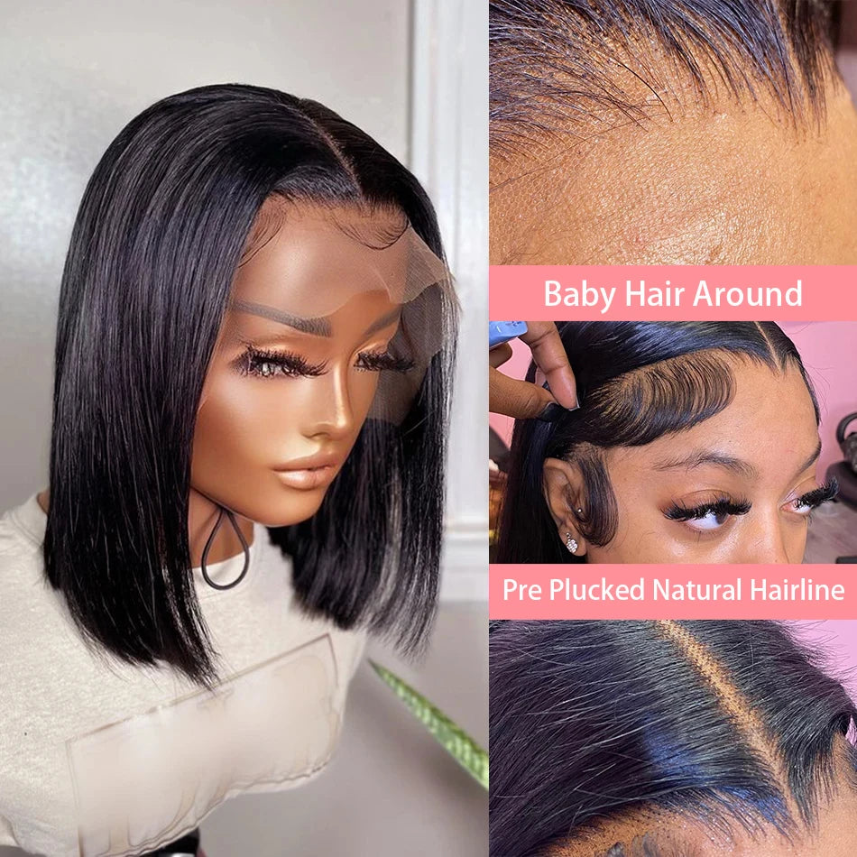 Straight Lace Frontal Bob Wig Pre Plucked